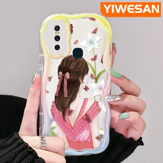 สําหรับ VIVO S7 V20 Pro V15 Pro เคส ลายผีเสื้อ สวยงาม เด็กผู้หญิง ขอบครีม เคสโทรศัพท์ กันกระแทก ใส ซิลิกา ฝาครอบป้องกัน