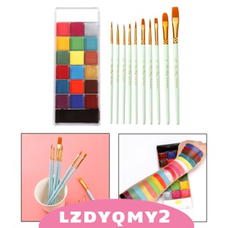 [Lzdyqmy2] พาเลตต์แต่งหน้า 20 สี พร้อมแปรงแต่งหน้า 10 ชิ้น สําหรับเด็ก