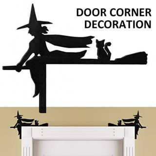 New Halloween Door Corner Sign Kitten Witch Spider Net Door Corner Decoration