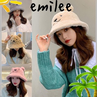 Emilee หมวกบักเก็ต ขนเฟอร์ แฟชั่นฤดูใบไม้ร่วง ฤดูหนาว หมวกอ่างล้างหน้า แบบหนา