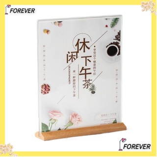 Forever ขาตั้งโชว์เมนู อะคริลิค ไม้ สองด้าน รูปตัว T สีขาว สําหรับตั้งโต๊ะ สํานักงาน