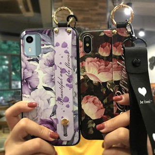 Phone Holder Kickstand Phone Case For Nokia C12/C12 Pro/C12 Plus/TA-1535 Flower Wrist Strap ring Soft case Fashion Design