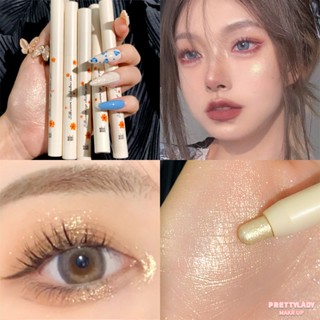 XIXI 3in1 อายแชโดว์ &amp; Lying Silkworm Brush &amp; High-gloss Contouring Burst Flash Waterproof Anti-sweat Stage Girl Group การแต่งหน้าที่สวยงาม [prettylady]