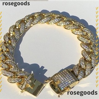 Rosegoods1 สร้อยข้อมือแฟชั่น ประดับเพชร สไตล์ฮิปฮอป