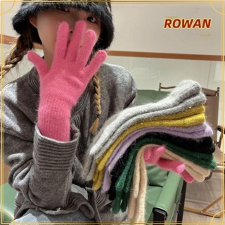 Rowans ถุงมือข้อยาว ผ้าวูล แบบเต็มนิ้ว แบบหนา ยืดหยุ่น ให้ความอบอุ่น แฟชั่นฤดูหนาว สําหรับกลางแจ้ง