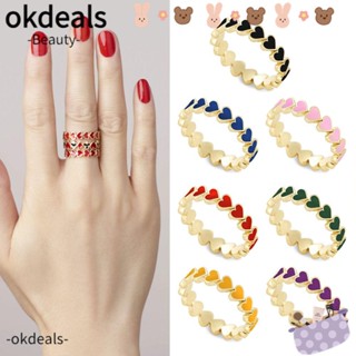 Okdeals แหวน รูปหัวใจ เครื่องประดับ คุณภาพสูง เข้ากับทุกการแต่งกาย