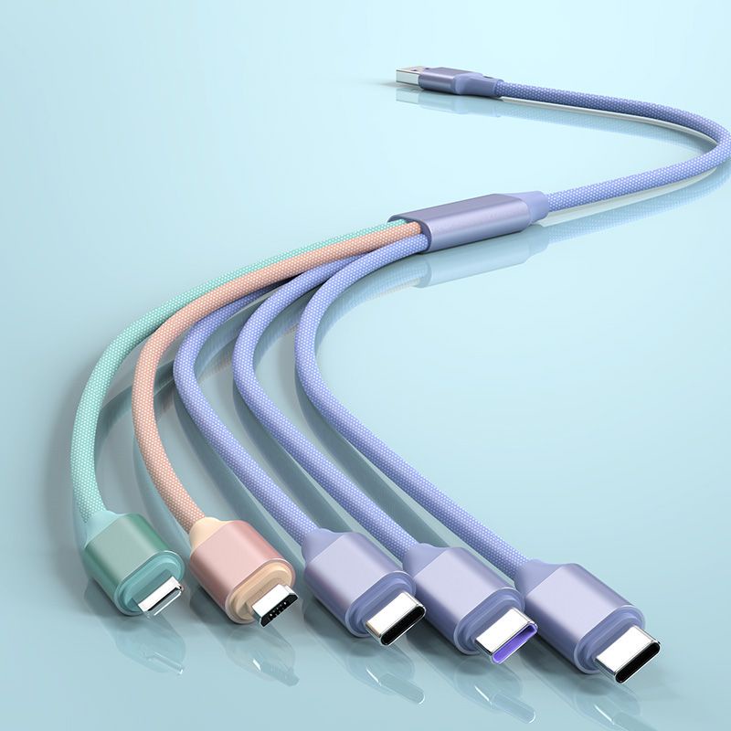 สายชาร์จ Type-C MicroUSB 66W 5 In 1 แบบหลายหัว ชาร์จเร็ว สำหรับ iPhone15