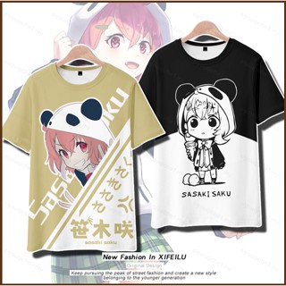 Cool เสื้อยืดแขนสั้นลําลอง พิมพ์ลายอนิเมะ Sasaki Saku Vtuber 3D พลัสไซซ์ แฟชั่นสําหรับผู้ชาย และผู้หญิง