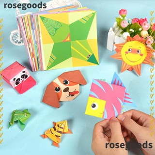 Rosegoods1 จิ๊กซอว์กระดาษ Origami ลายการ์ตูนสัตว์ ของเล่นเสริมการเรียนรู้เด็ก