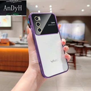 Andyh เคสโทรศัพท์มือถือแบบนิ่ม TPU ใส กันรอยกล้อง ชุบไฟฟ้า สําหรับ VIVO V20 SE V2022 Y70