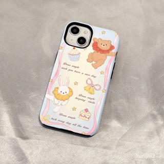 เคสโทรศัพท์มือถือแบบแข็ง ลายการ์ตูนหมี กระต่ายน่ารัก สําหรับ Iphone 14Promax 14Pro 14Plus 14 13Promax 13Pro 13 12Promax 12Pro 12 11Promax 11Pro 11 XSMAX XR