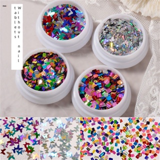 ตามมาตกแต่งเล็บ Fashion Super Shiny Butterfly Nail Nails Color Laser Butterfly Manicure Mixed Color Manicure Decoration nuuo