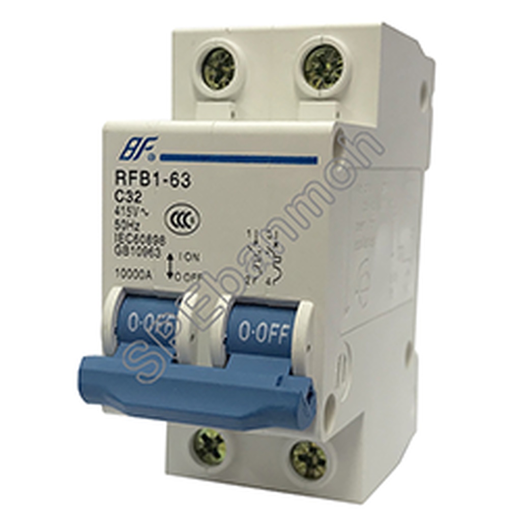 [ 1ชิ้น ] RFB1-63 2P 63A เบรกเกอร์ 6kA Type C เมนเบรกเกอร์ เบรกเกอร์ลูกย่อย ลูกย่อย 2P เบรกเกอร์กันไ