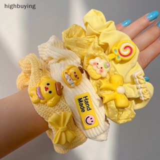 SANRIO [highbuying] ยางรัดผม ลายการ์ตูนสุนัขน่ารัก สีเหลืองนม ขนาดใหญ่ สําหรับเด็กผู้หญิง พร้อมส่ง