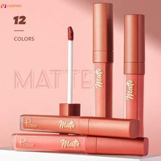 Pudaier Sexy Lip Gloss ลิปกลอสเนื้อแมท Pudaier ลิปสติก Matte Waterproof Makeup Long Lasting Cosmetics veemm