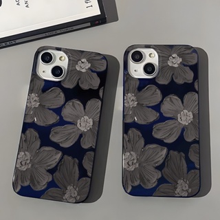 เคสโทรศัพท์มือถือ ซิลิโคนนิ่ม TPU กันกระแทก ลายภาพวาดสีน้ํามัน รูปดอกไม้ สีดํา สําหรับ IPhone 14 13 12 11 Pro XS Max X XR 7+8 Plus