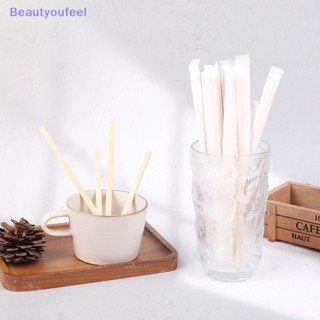 [Beautyoufeel] อุปกรณ์แท่งไม้ไผ่ สําหรับคนกาแฟ ชา เครื่องดื่มร้อน เย็น 100 ชิ้น