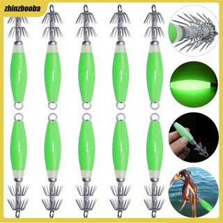 Fs ชุดเหยื่อตกปลาหมึกเรืองแสง สองชั้น 10 ซม. 15 กรัม สําหรับน้ําเค็ม น้ําจืด 5 ชิ้น 10 ชิ้น