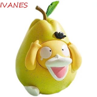 Ivanes โมเดลฟิกเกอร์ PVC รูปการ์ตูนอนิเมะ Psyduck Kawaii Fruit ขนาด 9 ซม. ของเล่นสําหรับเด็ก