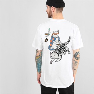 Ripndip เสื้อยืดคอกลม แขนสั้น ผ้าฝ้ายแท้ พิมพ์ลายแมวสัก สไตล์ญี่ปุ่น สําหรับคู่รัก