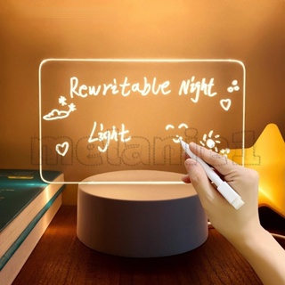 [ขายดี] โคมไฟตั้งโต๊ะ Led อะคริลิคใส ลบได้ เขียนซ้ําได้ ชาร์จ USB สําหรับตกแต่งบ้าน