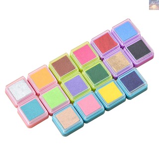 พร้อมส่ง แผ่นหมึกสีรุ้ง 16 สี สําหรับตกแต่งสมุดภาพ การ์ด ของขวัญ DIY