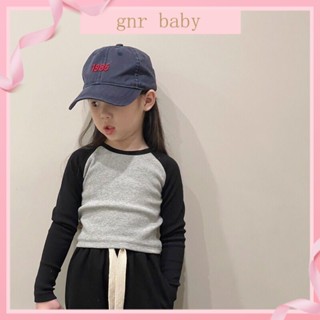 🍓GNR BABY🍋เสื้อยืดแขนยาว เปิดไหล่ ลายทาง สไตล์เกาหลี สําหรับเด็กผู้หญิง อายุ 3-12 ปี