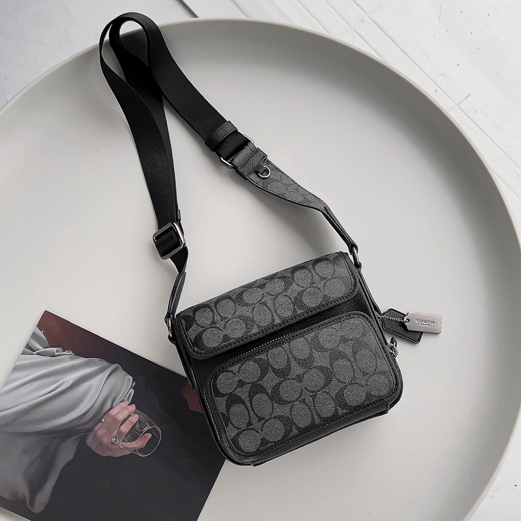 Sullivan Flap Crossbody Messenger C9870 สายสะพายไหล่ปรับระดับได้ COAC H กระเป๋าสะพายข้างผู้ชาย