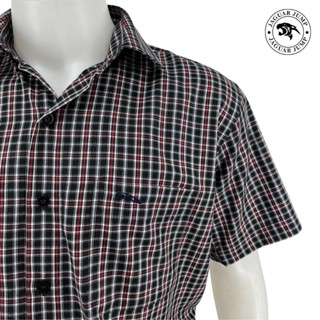 Jaguar เสื้อเชิ้ตผู้ชาย แขนสั้น สีน้ำตาล ลายสก็อต ทรงพอดีตัว (Regular) JNCS-3095-1-BL