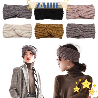 Zaijie24 ที่คาดผม ผ้าถัก ยืดหยุ่น สีแคนดี้ นุ่ม เครื่องประดับผม สําหรับผู้หญิง