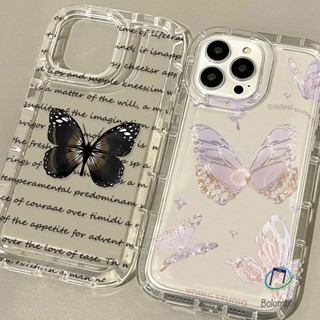 คู่เคสโทรศัพท์โปร่งใสสำหรับ Iphone 11 12 13 14 15 Pro Max XR X XS 7 6 8 Plus ผีเสื้อสีชมพูดำ อ่อนนุ่มกันกระแทกเปลือก