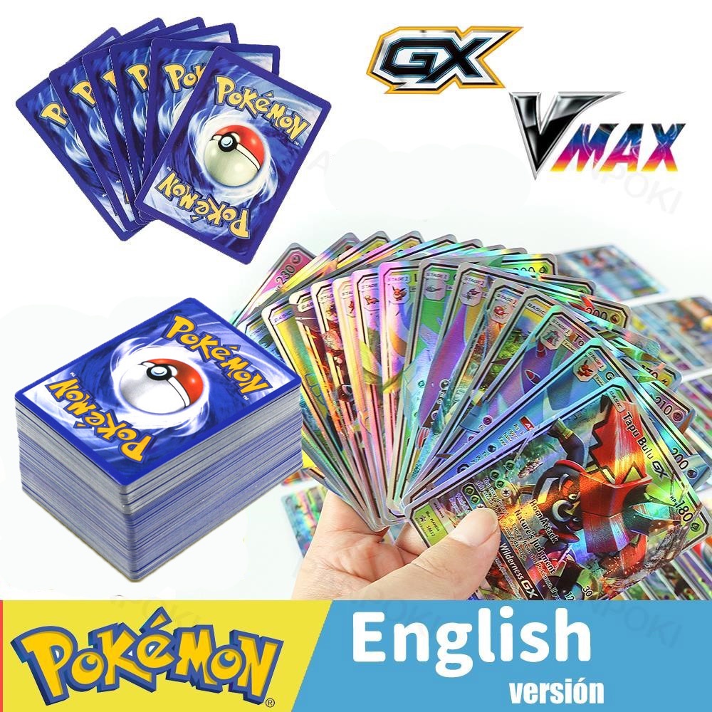 การ์ดเกมโปเกม่อน ภาษาอังกฤษ Vmax Cartas MAX MEGA GX EXChildren Battle Team Shining Vmax TOMY 100 ชิ้
