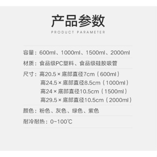 แก้วเยติ ขวดน้ำพลาสติก แบบพกพา ความจุขนาดใหญ่ ขนาด1.5 ลิตร 2 ลิตร กระบอกน้ำ ขวดปลอดสาร BPA ขวดน้ำดื่ม