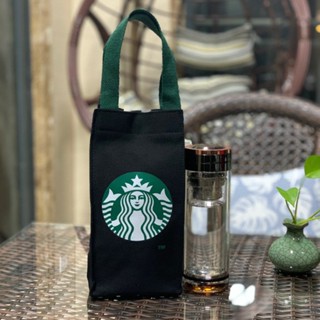 Focuslife Starbucks กระเป๋าผ้าใบ ใส่ขวดน้ํา เก็บอุณหภูมิ ทรงโท้ท