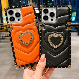 เคสโทรศัพท์มือถือหนัง PU ทรงสี่เหลี่ยม ลายหัวใจ 3D พร้อมขาตั้ง หรูหรา สําหรับ Redmi 9T NOTE 11 10 10S 9S 9 Pro 11SE POCO M3