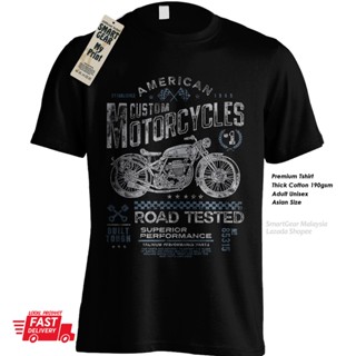 American Custom Motorcycles Retro Cafe Racer Cotton Tshirt_03