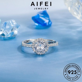 AIFEI JEWELRY แท้ เครื่องประดับ เงิน เครื่องประดับ 925 ผู้หญิง เกาหลี มอยส์ซาไนท์ไดมอนด์ รอบเพชรเต็ม Silver ต้นฉบับ แหวน แฟชั่น R143