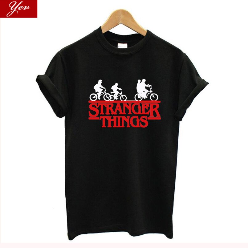 oversize T-shirt เสื้อยืด ผ้าฝ้ายแท้ พิมพ์ลาย Two Worlds Stranger Things สไตล์ยุโรป เรียบง่าย S-5XL