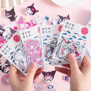 สติกเกอร์กระดาษ ลายการ์ตูน Sanrio Kuromi Melody Cinnamoroll สําหรับตกแต่งสมุดอัลบั้ม