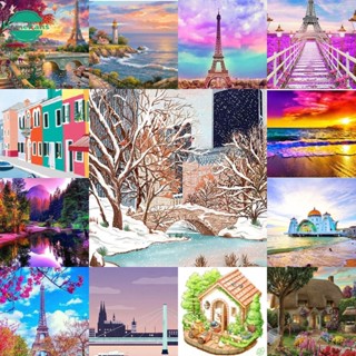 【ราคาถูก】ภาพวาดปักเพชร ลายหอไอเฟล 5D ขนาด 30x30 ซม. 30x40 ซม. สําหรับตกแต่งบ้าน เพื่อน DIY