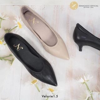 พร้อมส่ง เปลี่ยนไซส์ได้ ไม่รับคืน Zenachoo รุ่น Velarie1.5 สูง 1 นิ้วครึ่ง รองเท้าหนังแกะ คัทชูหัวแหลม