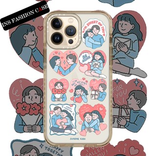 Casetify X SUNDAE KIDS LOVERS สีเบจ เคส iPhone ใส สําหรับ iPhone 14 13 12 11 Pro MAX IX XS MAX XR 6 6s 7 8 Plus เคสกันกระแทก กันชน เคสนิ่ม