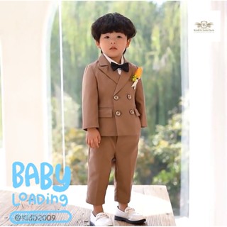 ฺBrown Suit ขุดสูทเด็กเล็ก สูทเด็กโต สูทสีน้ำตาล ขนาด 80 ถึง 150 สูทเด็ก สูทสีน้ำตาล เซท 3 ชิ้น เสื้อนอกมีซับ+เสื้อกั...