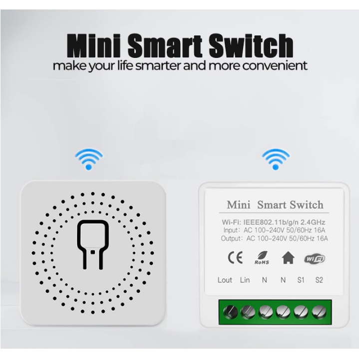 ตัวตัดกระแสไฟฟ้า tuya  เบรกเกอร์ 16A Tuya สวิตช์ DIY มินิ Wifi สวิตซ์ไฟ อัจฉริยะ สวิตซ์ สวิทซ์ไฟ เบร