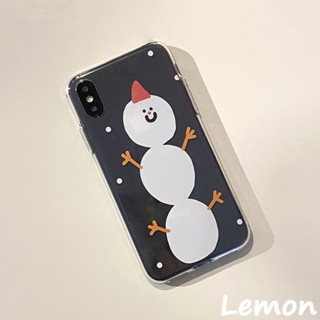 [Lemon] เคสโทรศัพท์มือถือแบบใส ลายสโนว์แมน ดาว สไตล์เกาหลี สําหรับ iPhone 7 8 7plus 8plus 11 12 X XS XR XSMAX 11pro 12promax 11promax 12promax 13 13pro 13promax