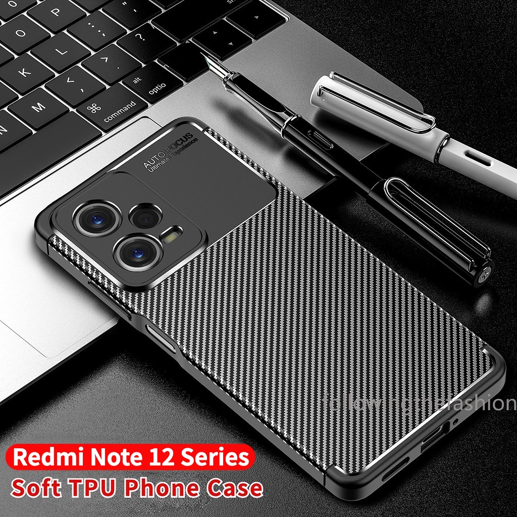 เคสโทรศัพท์ ซิลิโคนนิ่ม TPU คาร์บอนไฟเบอร์ กันกระแทก ป้องกันเลนส์กล้อง ปิดด้านหลัง แฟชั่น สําหรับ Xiaomi Redmi Note 12 4G Note12 Pro Plus 5G Speed Discovery 2023