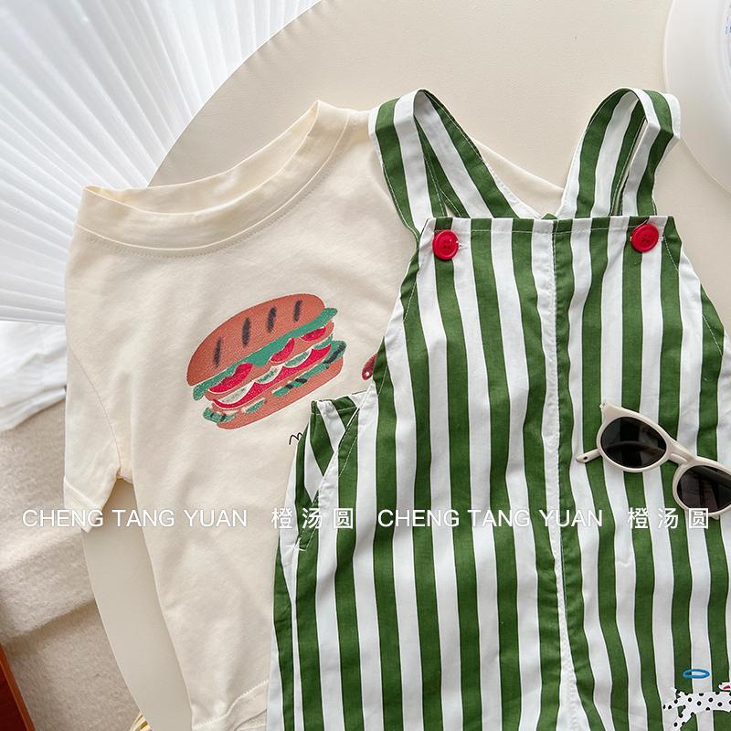 พร้อมส่ง ขายดี ชุดเสื้อยืด ผ้าฝ้ายแท้ ลายการ์ตูนน่ารัก สองชิ้น สไตล์เกาหลี ญี่ปุ่น ฤดูร้อน สําหรับเด็กผู้ชาย เด็กผู้หญิง