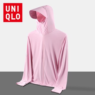 Uniqlo Airism เสื้อแจ็กเก็ตกันแดด มีฮู้ด ระบายอากาศ เหมาะกับฤดูร้อน สําหรับผู้หญิง Upf50+