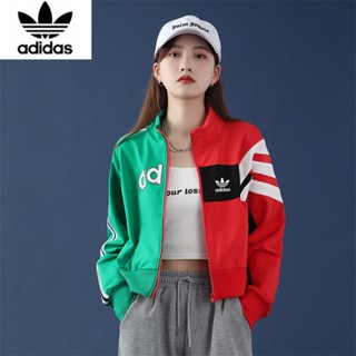 Adidas เสื้อแจ็กเก็ตกีฬาลําลอง ตัวสั้น สีตัดกัน สไตล์สตรีท แฟชั่นฤดูใบไม้ร่วง สําหรับผู้หญิง 2023 100%