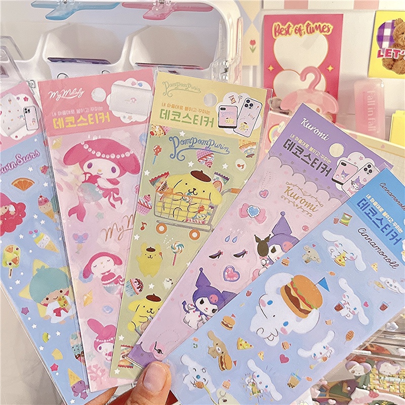 SANRIO สติกเกอร์ใส ลายซานริโอ้ สไตล์เกาหลี สําหรับตกแต่งสมุดโน้ต DIY